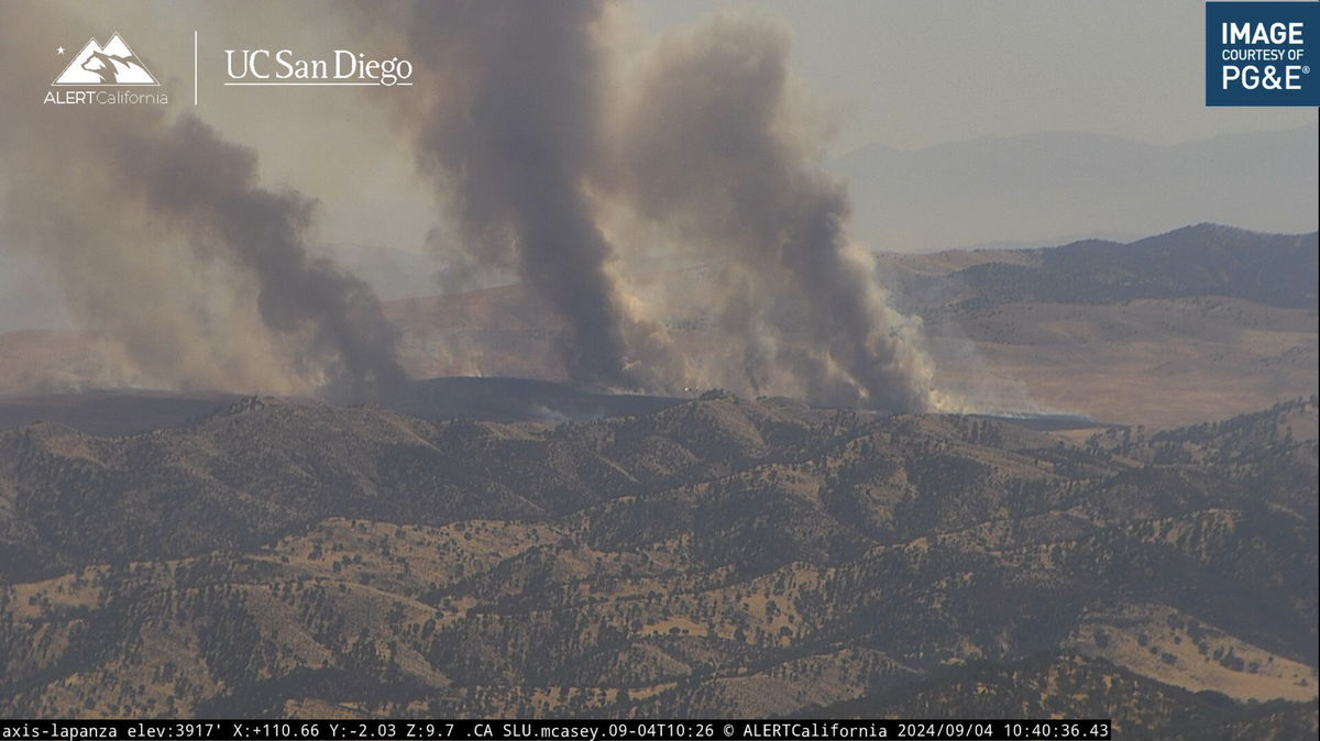 The Chimineas Fire burns in California Valley near the Carrizo Plain National Monument on Wednesday, Sept. 4, 2024.