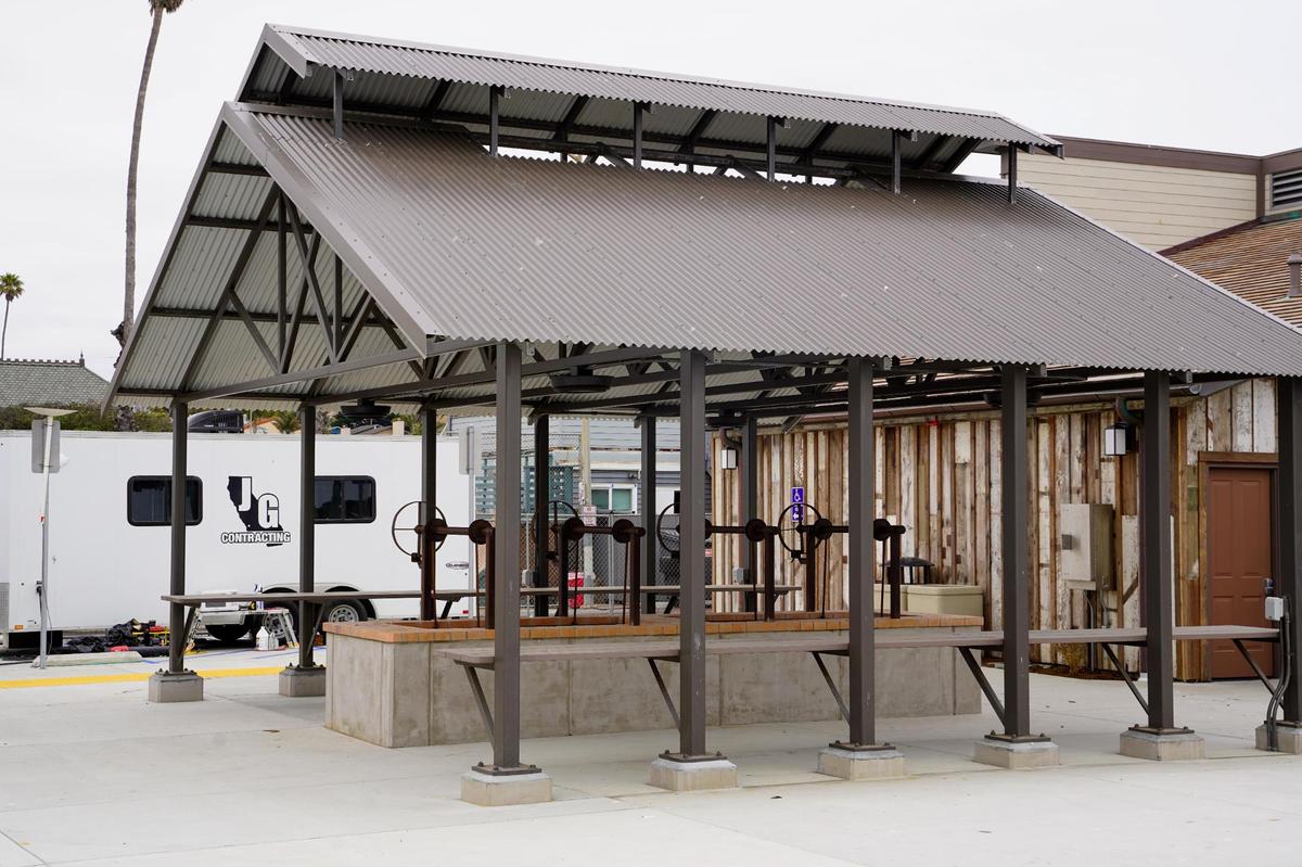 A new barbecue pit was installed behind Cayucos Landing as part of around $5 million in renovations, pictured here Wednesday, July 16, 2025. Cayucos Landing will reopen to the public for the first time Sept. 19-21 for Cayucos’ 150th birthday.