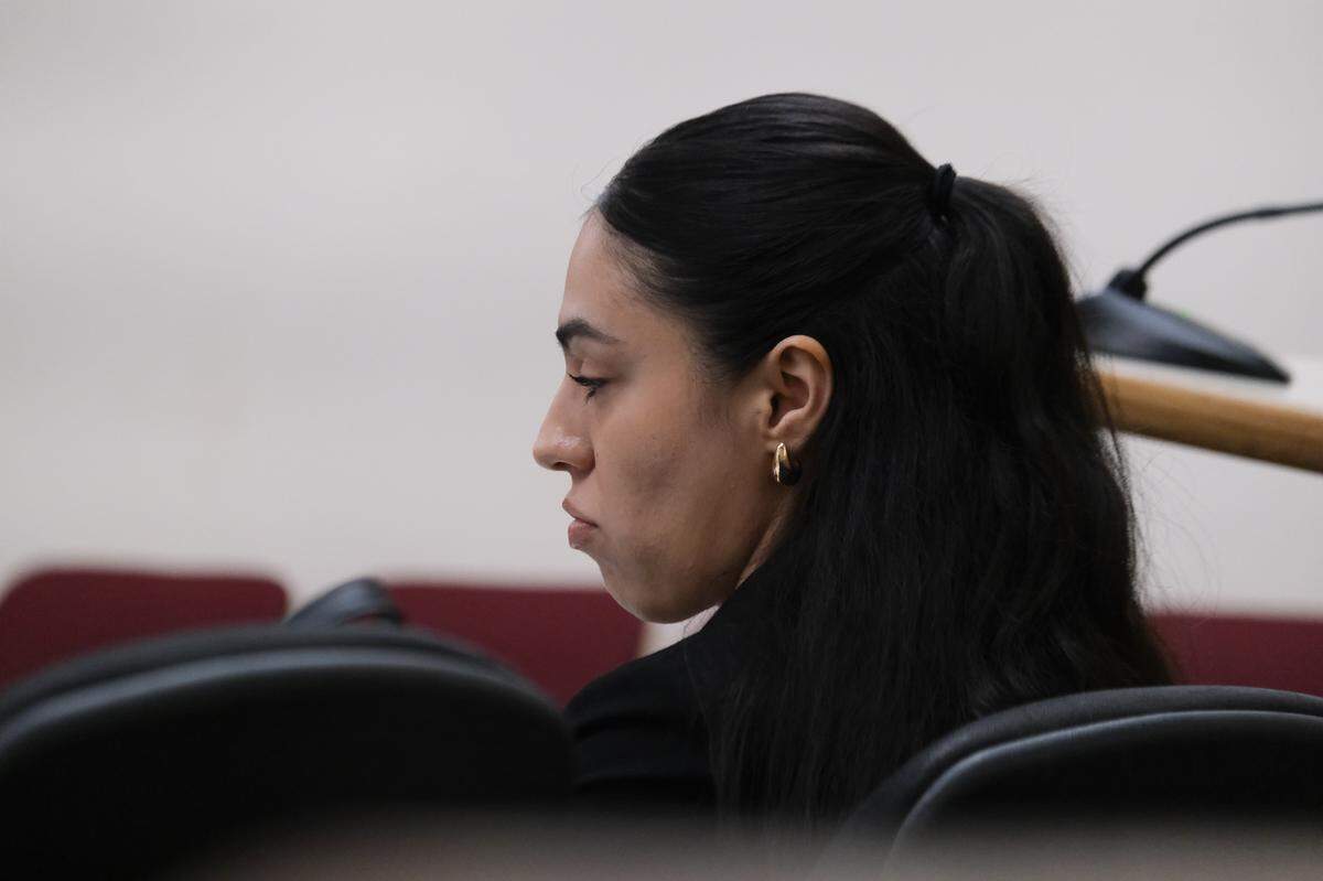 San Luis Obispo County Deputy District Attorney Bianca Aguayo listens to James Peter Thomas’ defense attorney argue Thomas should be allowed to withdraw his no contest plea to sexual battery in San Luis Obispo Superior Court on June 5, 2024.