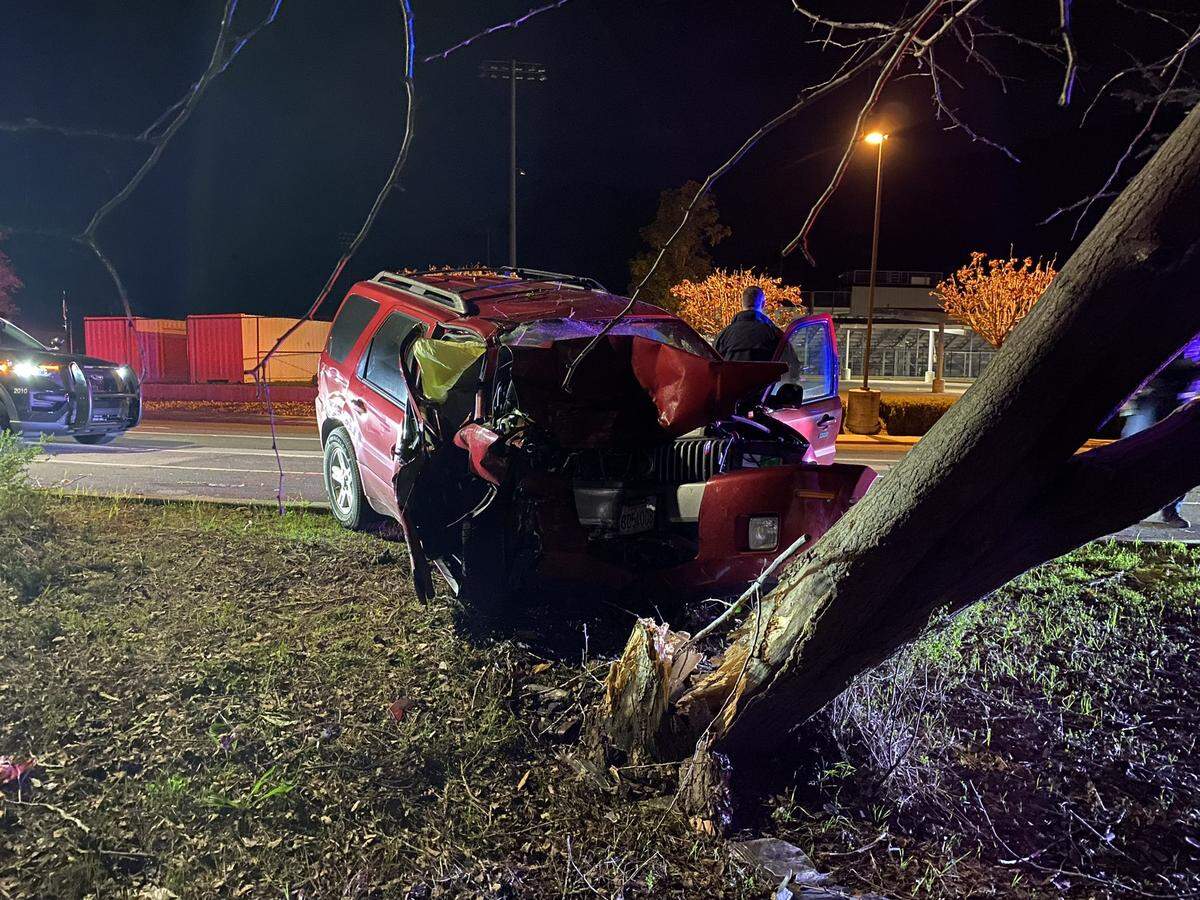 A 26-year-old man suspected of a DUI crashed into a tree near San Luis Obispo High School on Jan. 31, 2024.