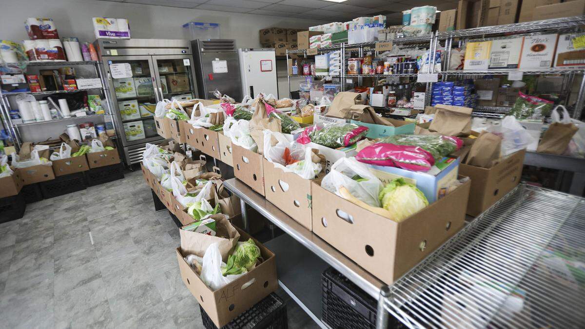 Boxes of food were ready for pickup at the ALF Food Pantry in Atascadero on Feb. 4, 2026.