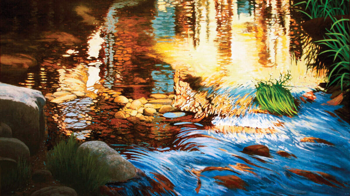 Although he's a realistic painter, Reynolds said sometimes it's fun to capture the abstract of nature, as in 'Sierra Stream Patterns.'