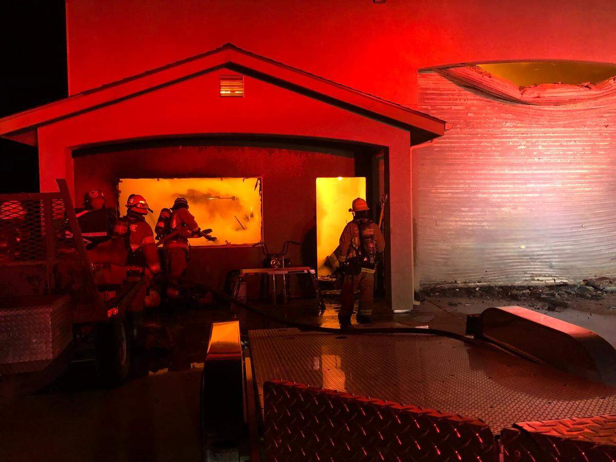 A storage building erupted in flames in Paso Robles early in the morning on Dec. 22, 2024.