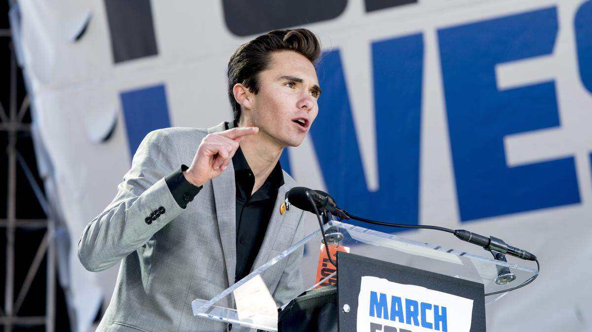 David Hogg, a survivor of the mass shooting at Marjory Stoneman Douglas High School in Parkland, Florida, speaks during the "March for Our Lives" rally in support of gun control in Washington, D.C., on Saturday, March 24, 2018.