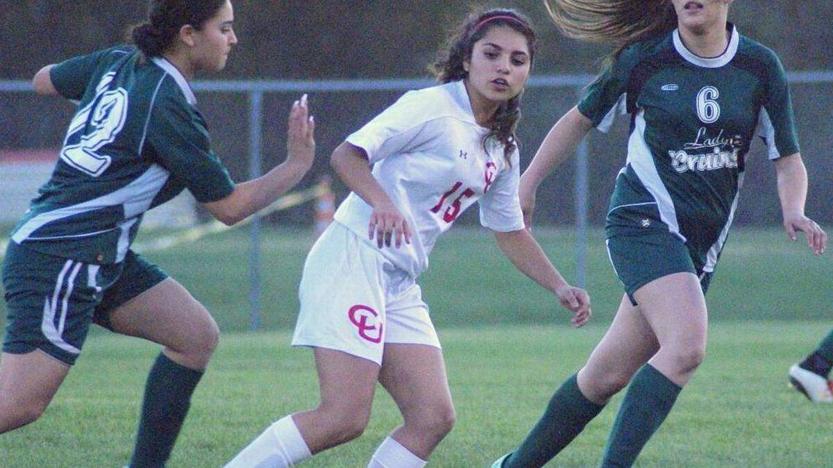 Senior Gabby Cisneros has been a bright spot for soccer coach Sarah Johnston this year. She scored a pair of goals against Ojai Valley last week.