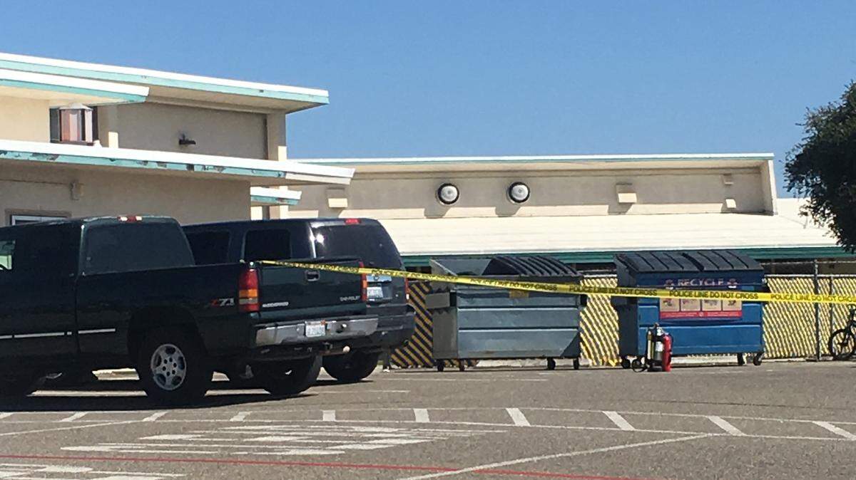 The San Luis Obispo Hazmat Team and the SLO County Bomb Task Force are at Grover Beach Elementary School to investigate a suspicious substance found on the school lawn area.