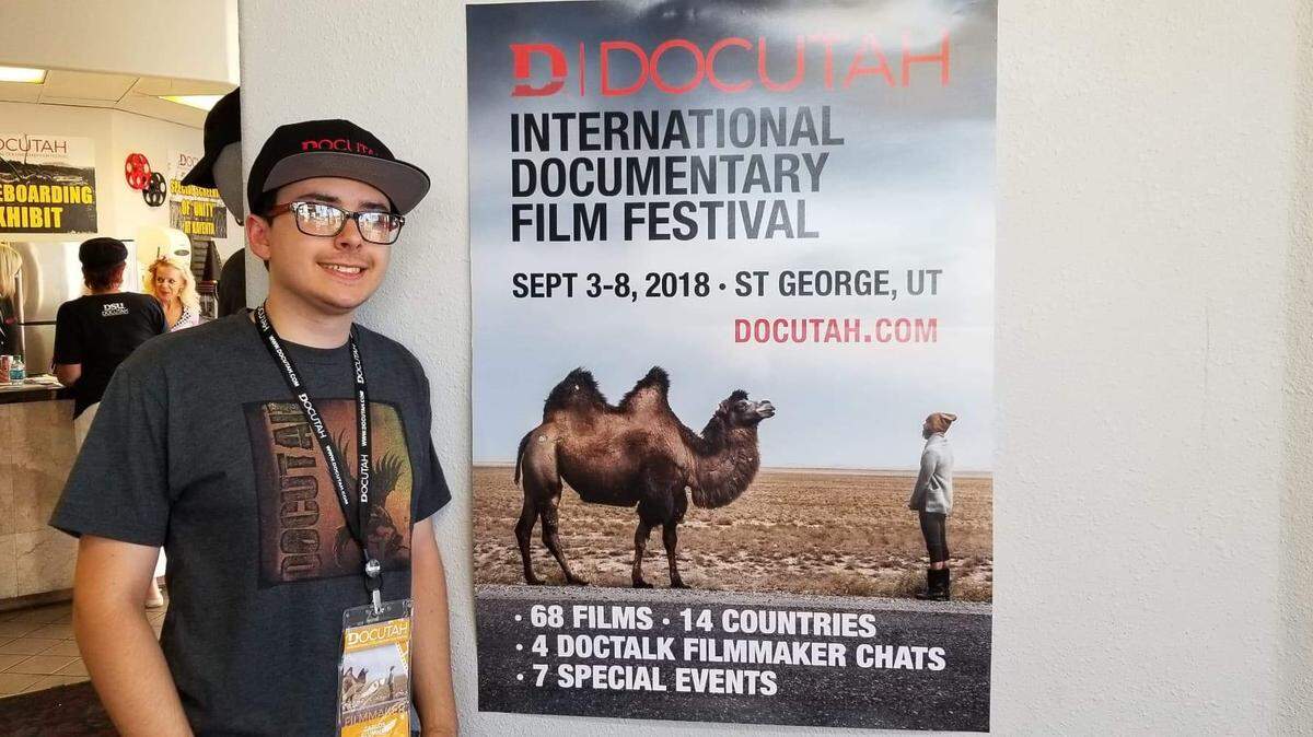 Cambria filmmaker Carlos Plummer represents “Becoming Rich” at the DOCUTAH Film Festival last September.
