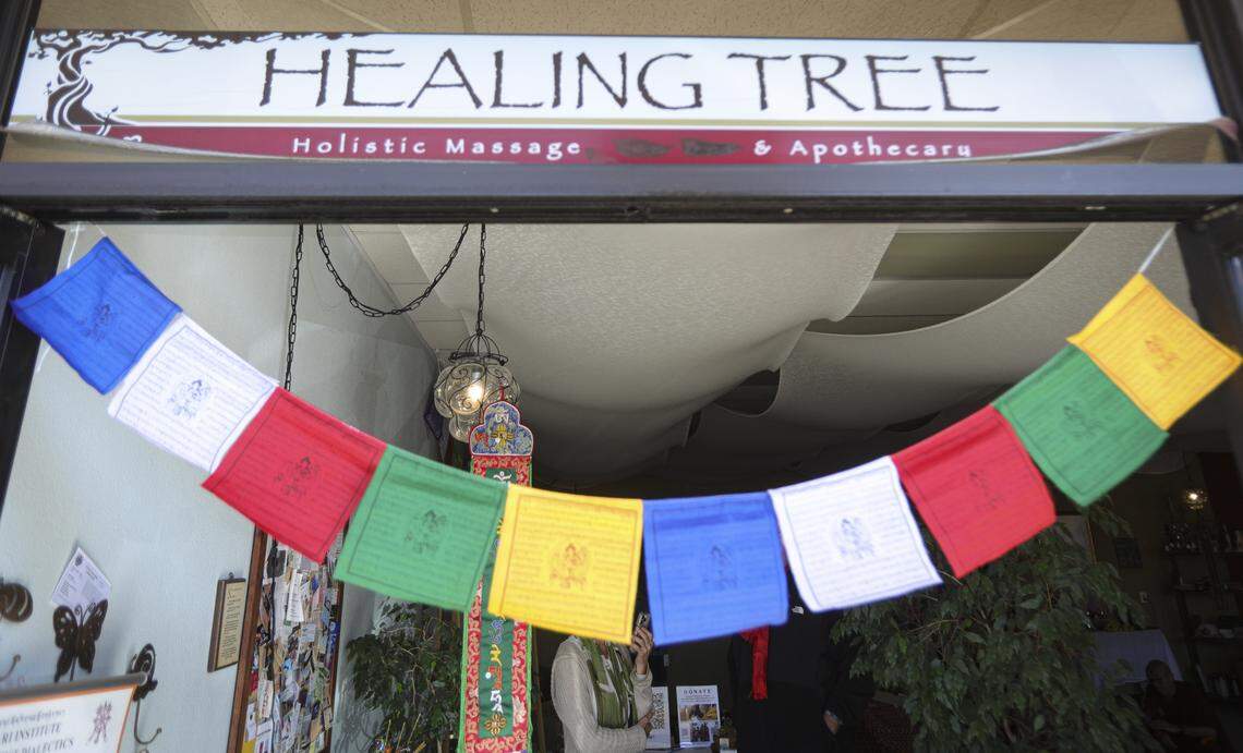 Buddhist monks from Tibet were in Atascadero at Healing Tree creating a Medicine Buddah Sand Mandala, with the intention to distribute healing energy to all sentient beings and eliminate suffering on Oct. 23, 2025.