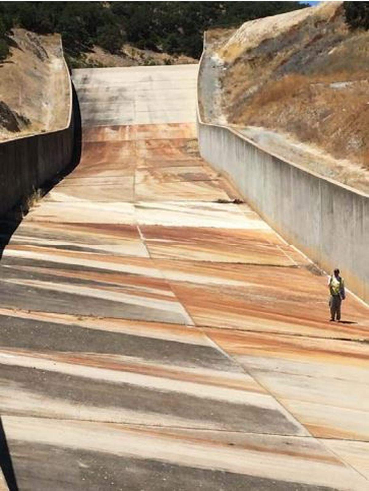 Concrete degradation due to groundwater seepage has undermined the integrity of the spillway at the San Antonio Dam in Monterey County.