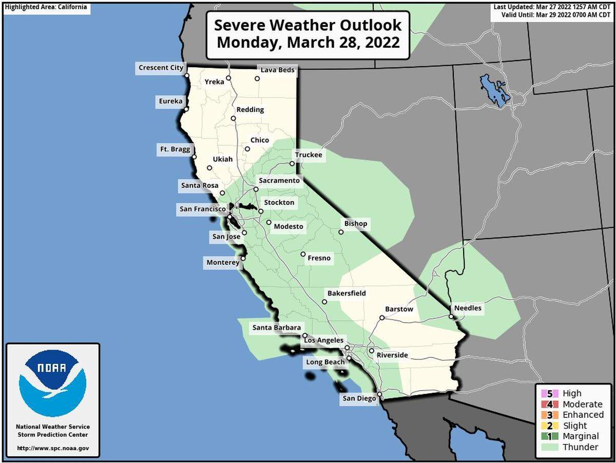 The National Weather Service predicts a thunderstorm on Monday as a result of burn scars.
