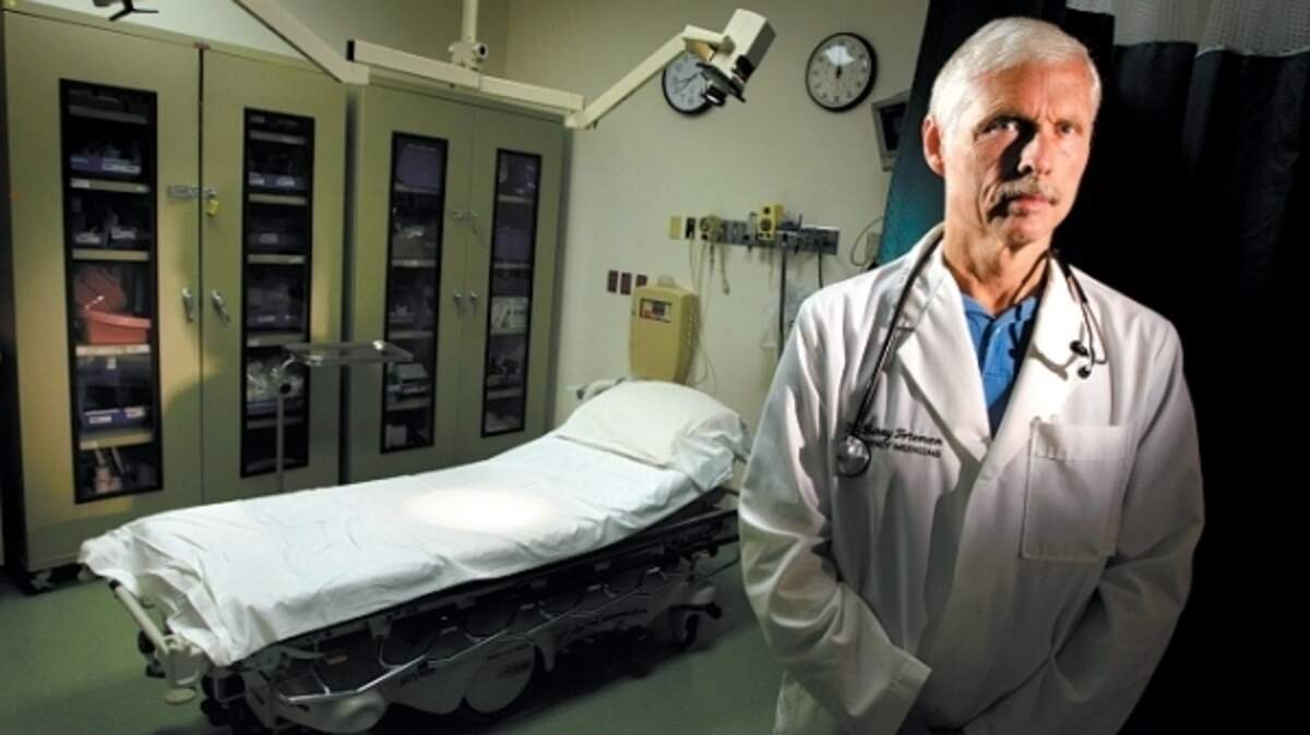 Larry Foreman, an emergency room doctor, stands in the trauma room at the Arroyo Grande Community Hospital. Foreman lobbies for greater ATV safety after treating so many youngsters who were hurt at the Oceano Dunes.