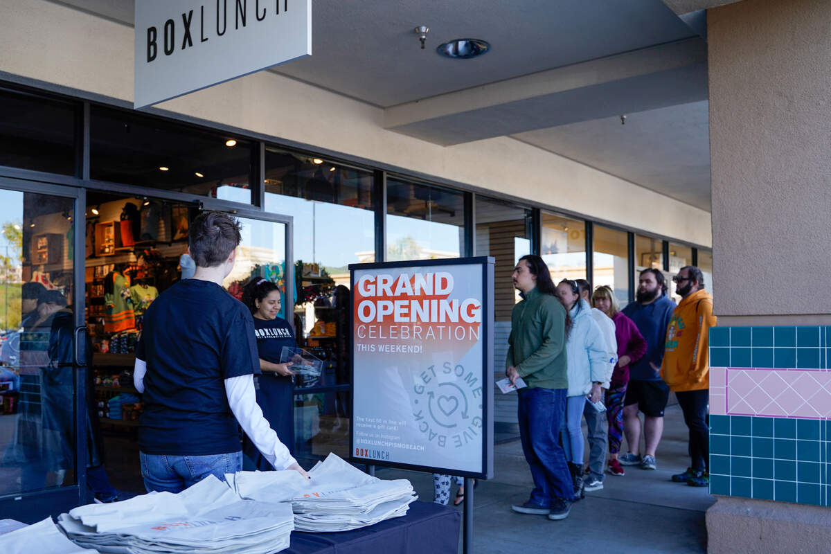 Box Lunch, a store specializing in pop culture merchandise, opened a new location in Pismo Beach on Saturday, Feb. 18, 2023. The retailer donates a meal to Feeding America for every $10 spent on its merchandise.