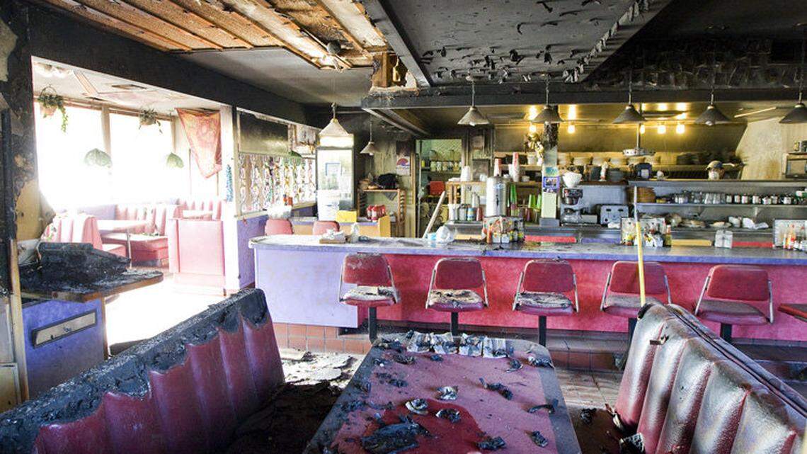 Fire damage at Bon Temps Creole Cafe in San Luis Obispo.