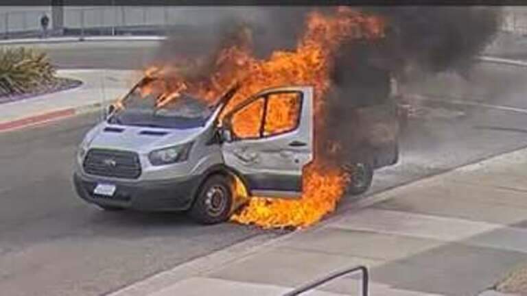 Fire torches van near SLO airport — man arrested on suspicion of arson