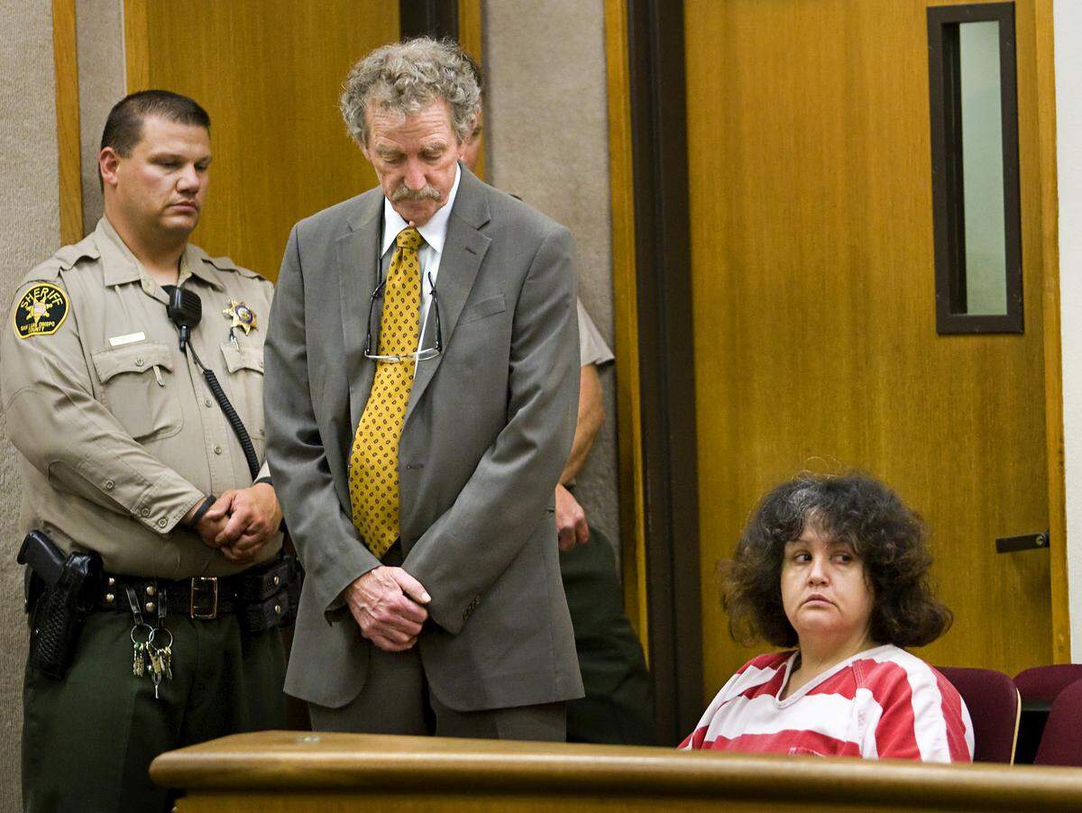 Sunni Jackson, joined by her attorney, James Maguire, appear in San Luis Obispo Superior Court in June 2013.