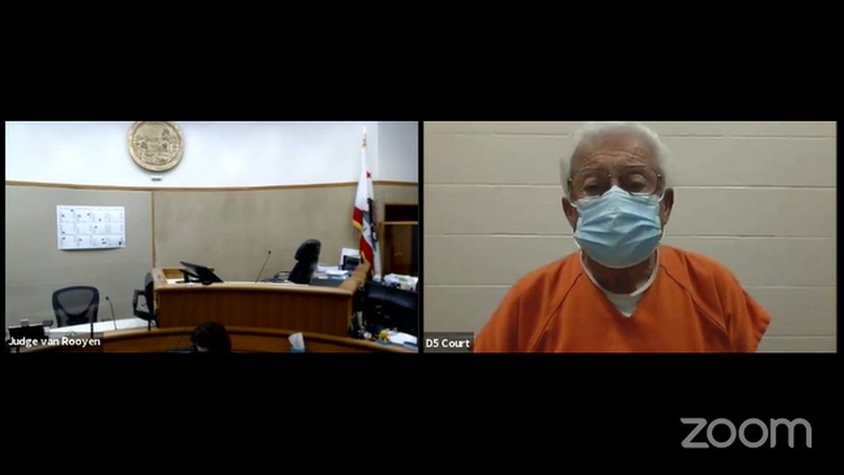 Ruben Flores appears in San Luis Obispo Superior Court April 21, 2021, for a bail hearing.