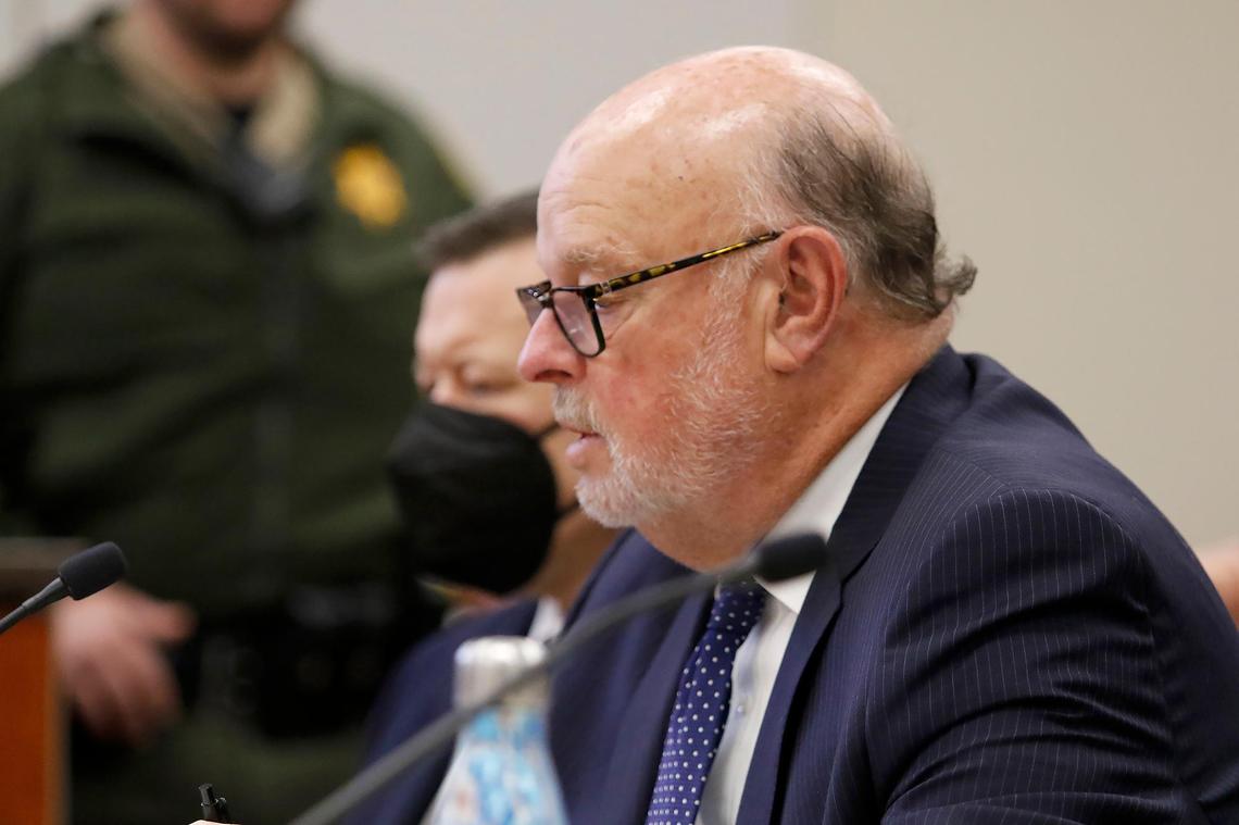 Defense attorney Robert Sanger appears in Monterey County Superior Court in Salinas on Friday, March 10, 2023, ahead of a sentencing hearing for his client, Paul Flores, who is convicted of murdering Cal Poly student Kristin Smart.