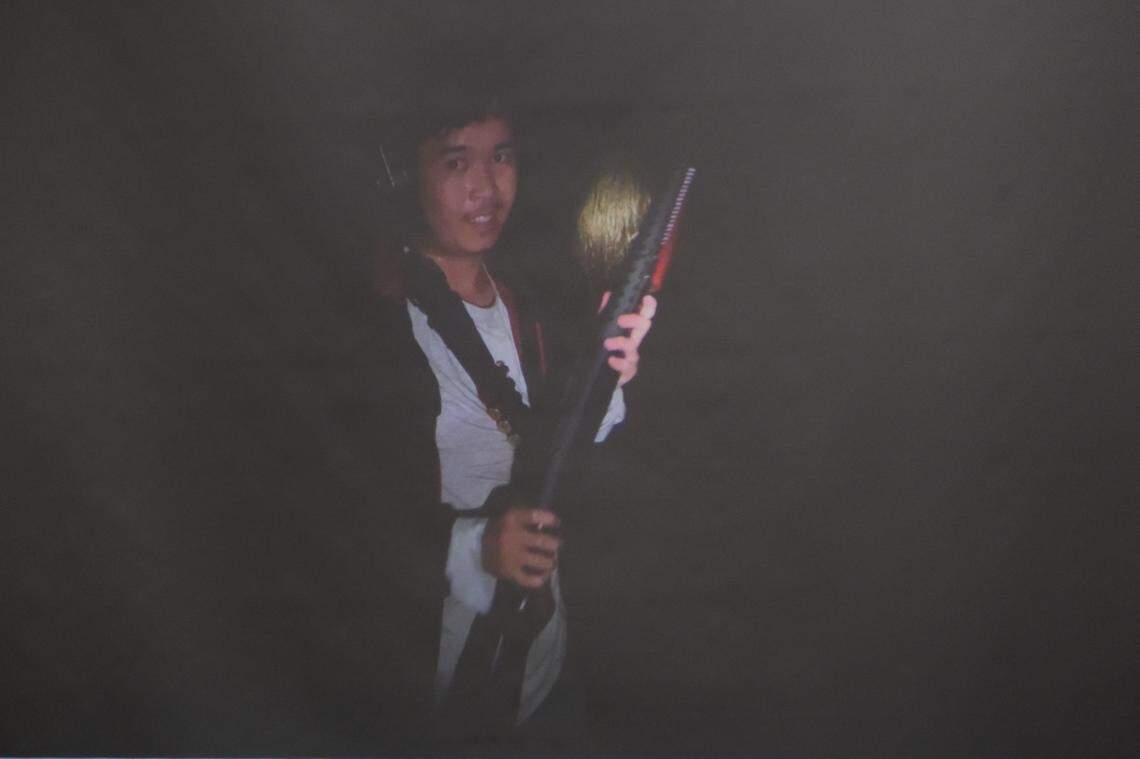 A video shown in San Luis Obispo Superior Court on Feb. 3, 2025, shows Cal Poly student Charles Hojaboom shooting a rifle on campus on June 10, 2023. San Luis Obispo Superior Court Judge Catherine Swysen ruled there was enough evidence for Hojaboom to face trial on multiple felony gun charges.