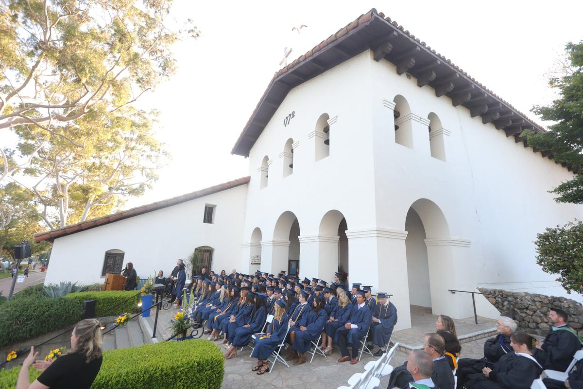 Mission College Prep awarded diplomas to 69 graduates on the steps of Mission San Luis Obispo on May 31, 2024.