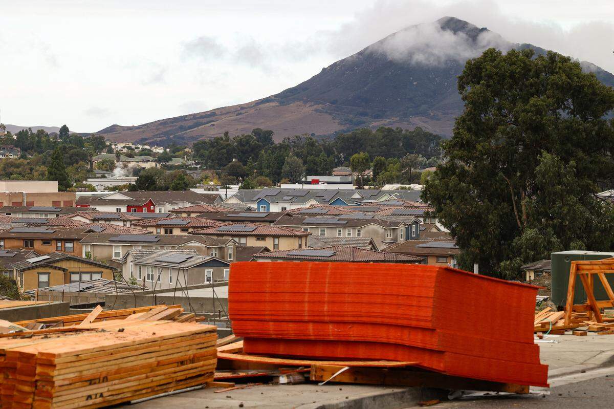 Construction lumber at the Righetti Ranch developments in San Luis Obispo.