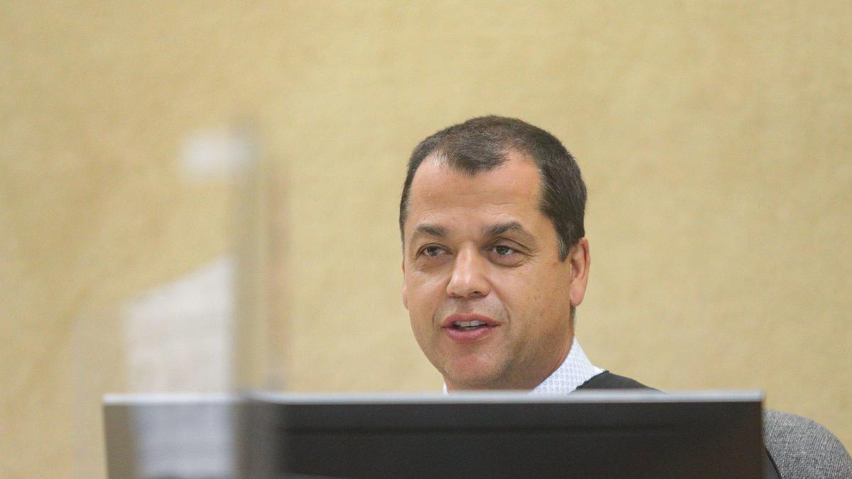Judge Matthew Guerrero presides over a preliminary hearing for Carlo Fuentes Flores, who is accused of killing Paso Robles hair stylist Nancy Woodrum.