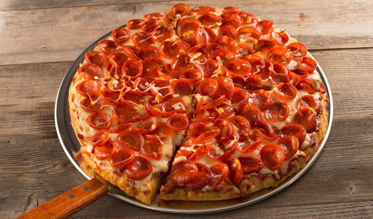 The “legendary crispy, curly pepperoni” pizza from Mountain Mike’s Pizza.