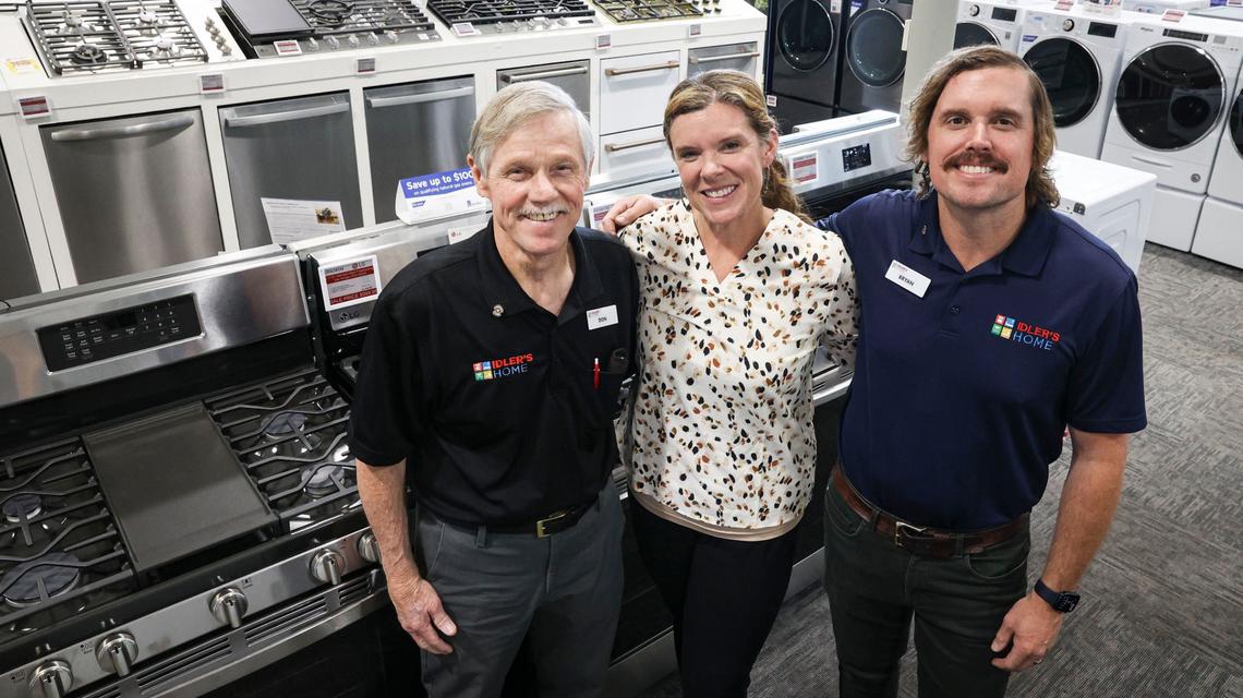 Don Idler, center, teams up with his children Bryan Idler and Jennifer Idler to run the business at Idler’s Home, which is celebrating its 70th year in August 2024. Jennifer defined their roles in this way: “Don, president (the one with all the wisdom). Bryan, vice president (builder sales, appliance buyer/merchandising and good dad jokes), and Jennifer as chief development officer (HR, marketing, team development and the one in charge of all the fun events).”