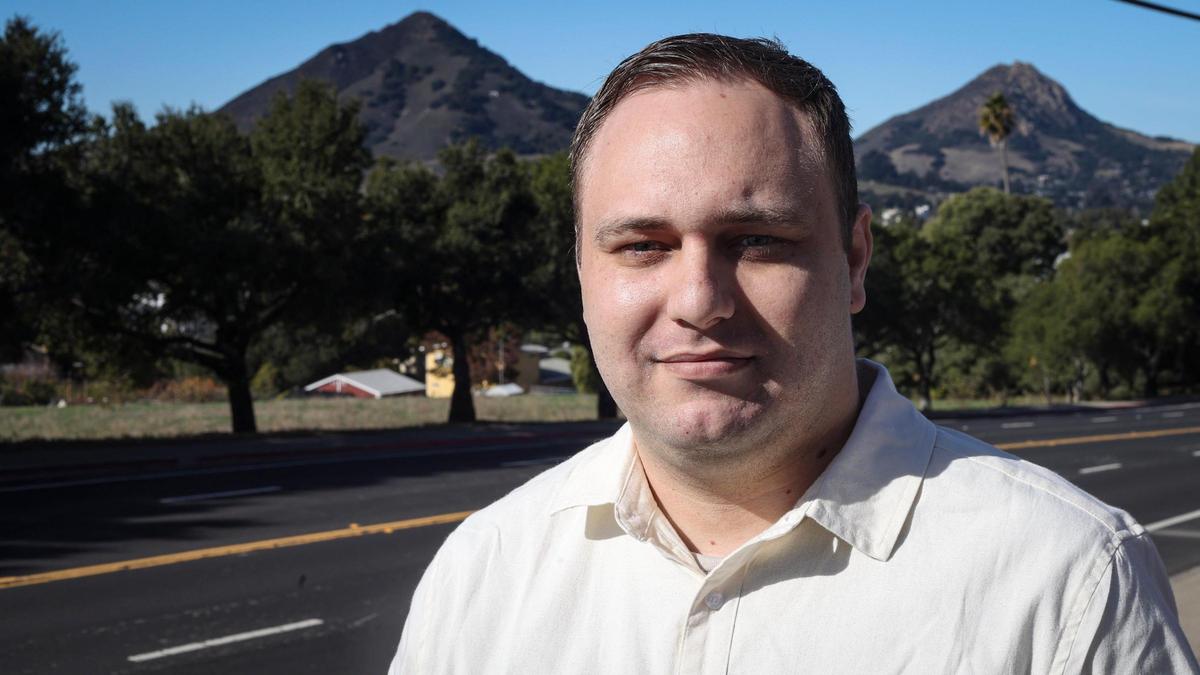 Bunker Greff, seen here on Dec. 8, 2023, is taking business classes at Cuesta College after working through the mental health diversion program.