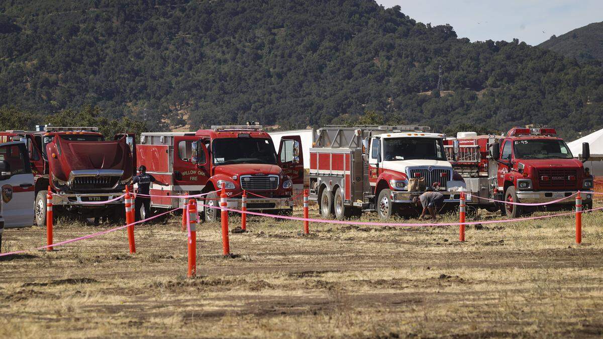 A second fire camp was assembled at Santa Margarita Ranch, seen here on Aug. 7, 2025. It serves thousands of firefighters working shifts on the Gifford Fire.