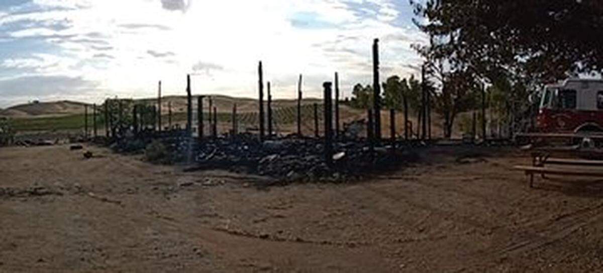 Firefighters from Cal Fire, Paso Robles Fire and Emergency Services and the Atascadero Fire Department responded to a fire that destroyed a barn in rural Paso Robles in the early morning of Wednesday, July 24, 2024.