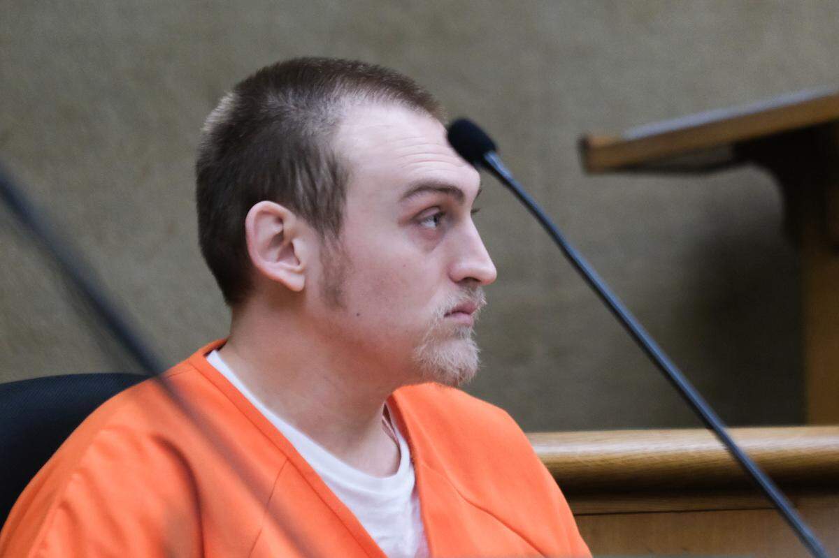 Tanner Fite listens during his sentencing hearing in San Luis Obispo Superior Court on Oct. 11, 2024. Fite was sentenced to five years in prison after a jury convicted him of four felony counts of child sex abuse.
