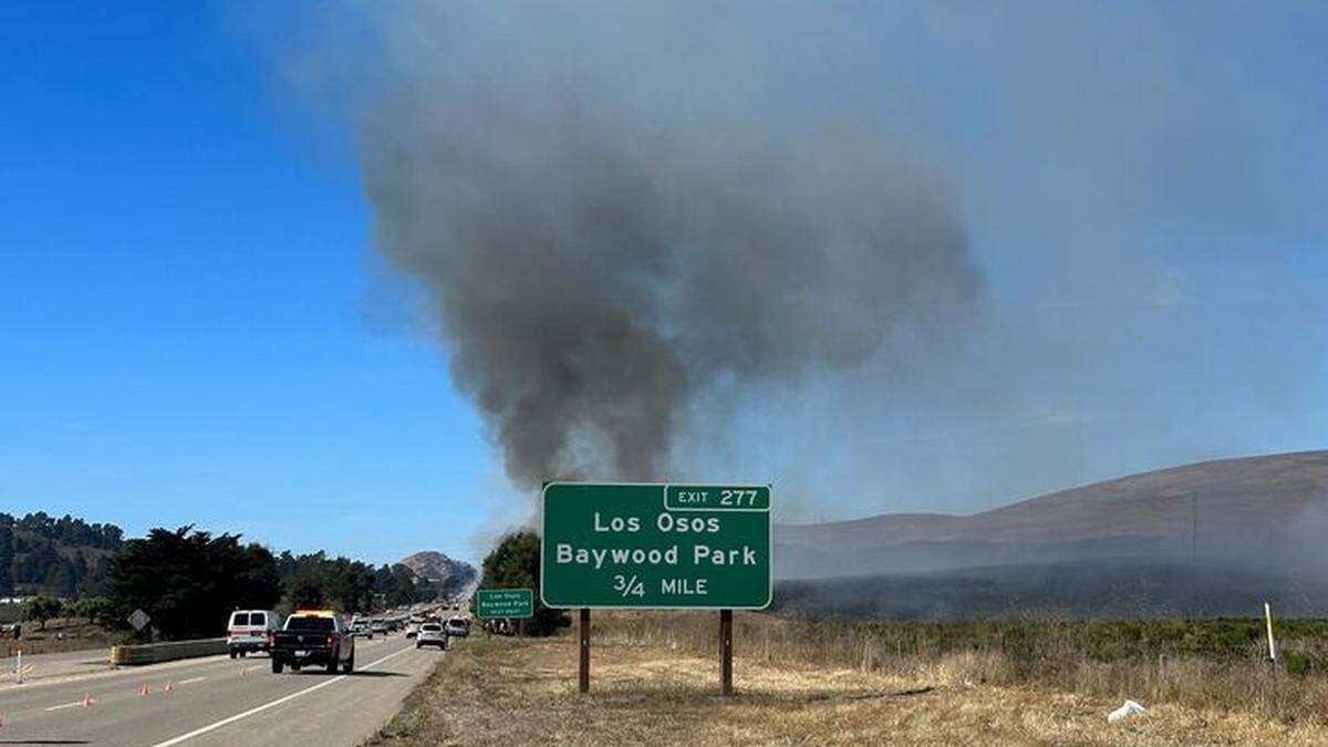 A vegetation fire was reported near 1401 Teresa Road in Morro Bay around noon on Nov. 1, 2023, burning around 10 acres with a rapid rate of spread.
