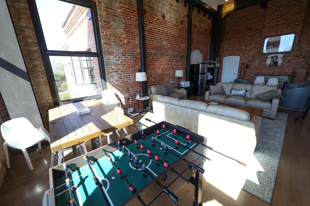 This renovated community room is in a former juvenile hall building. Transitions-Mental Health Association has a Housing First program that assists people transition off the streets and into housing.
