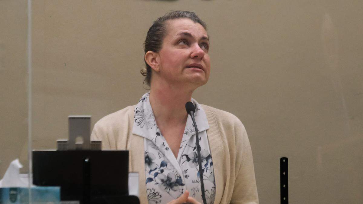 Brandi Turner testifies in the murder case against her in San Luis Obispo Superior Court on Jan. 17, 2024. Turner is accused of selling the fentanyl to Quinn Hall that killed him in 2022.