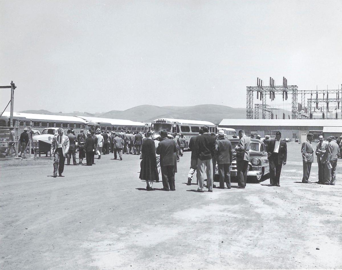 PG&E dedicated the Morro Bay Power Plant July 8, 1955. The initital facility had two generating units sharing one smoke stack. The $44 million plant could generate 300,000 kilowatts, enough to power the city of San Francisco.