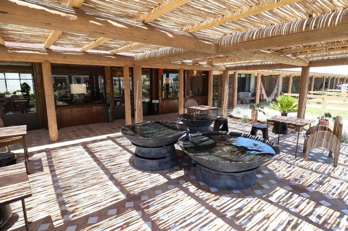 The River Lodge’s patio area outside the office features the sound of a fountain. The Paso Robles property is a mid-century modern hotel built in 1947 but recently updated, as seen in these photos June 7, 2024.