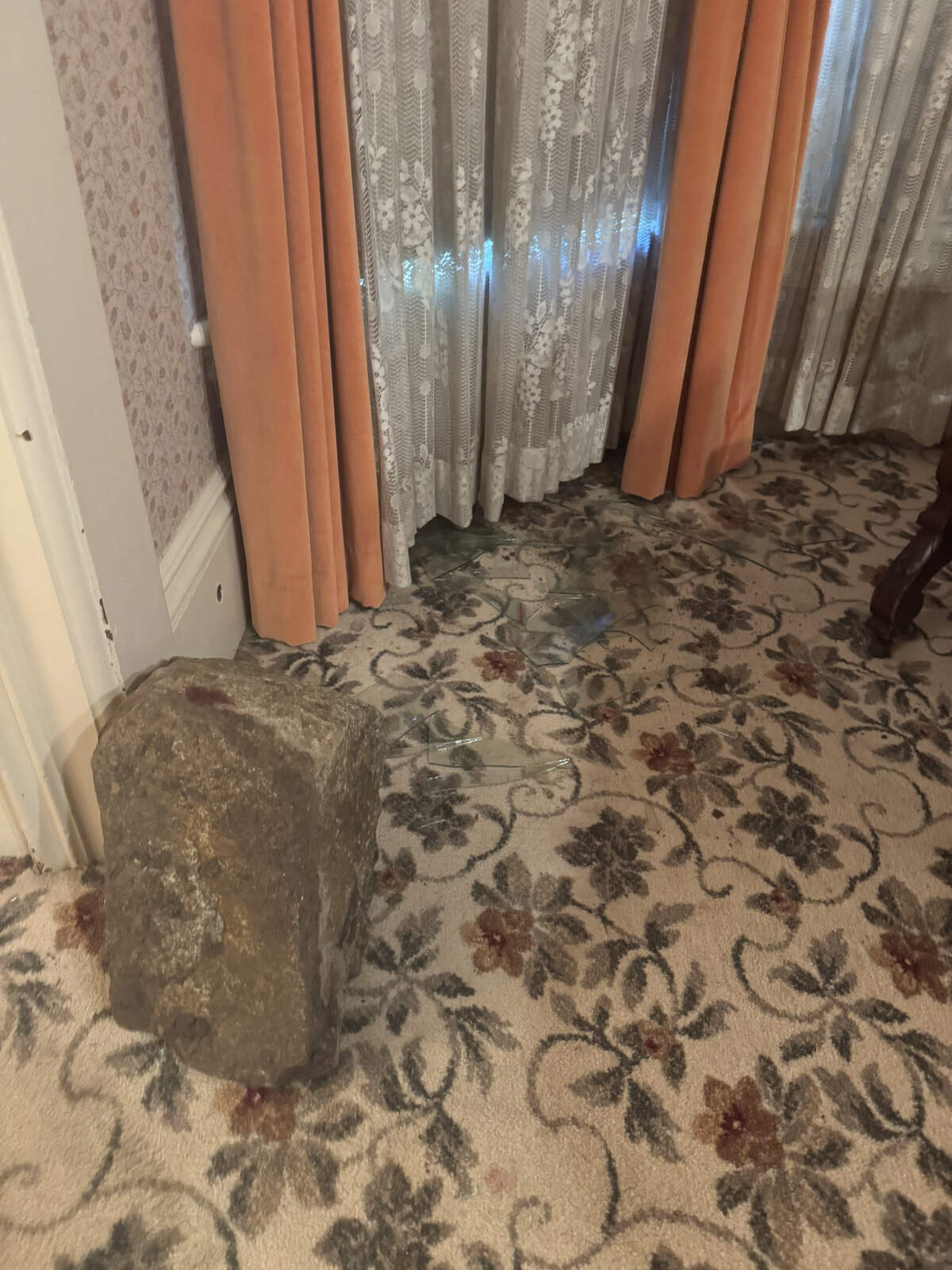 A man allegedly used a large rock to bust through a window in the historic Jack House in San Luis Obispo on June 11, 2026.