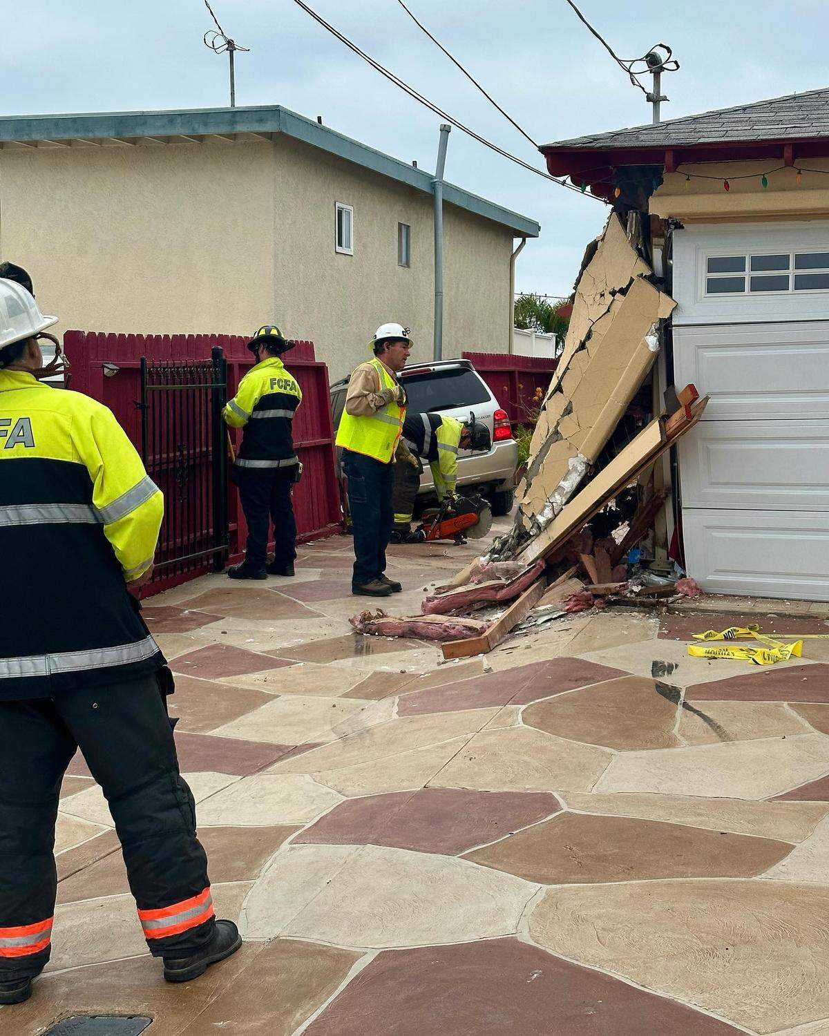 A car crashed into two homes in the 300 block of North 7th St. in Grover Beach on Saturday. Sept. 16, 2023. No one was injured.