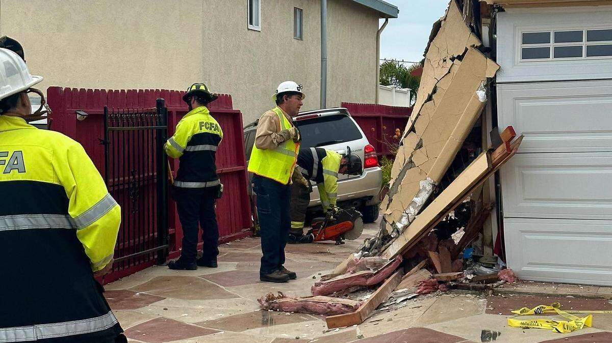 A car crashed into two homes in the 300 block of North 7th St. in Grover Beach on Saturday. Sept. 16, 2023. No one was injured.