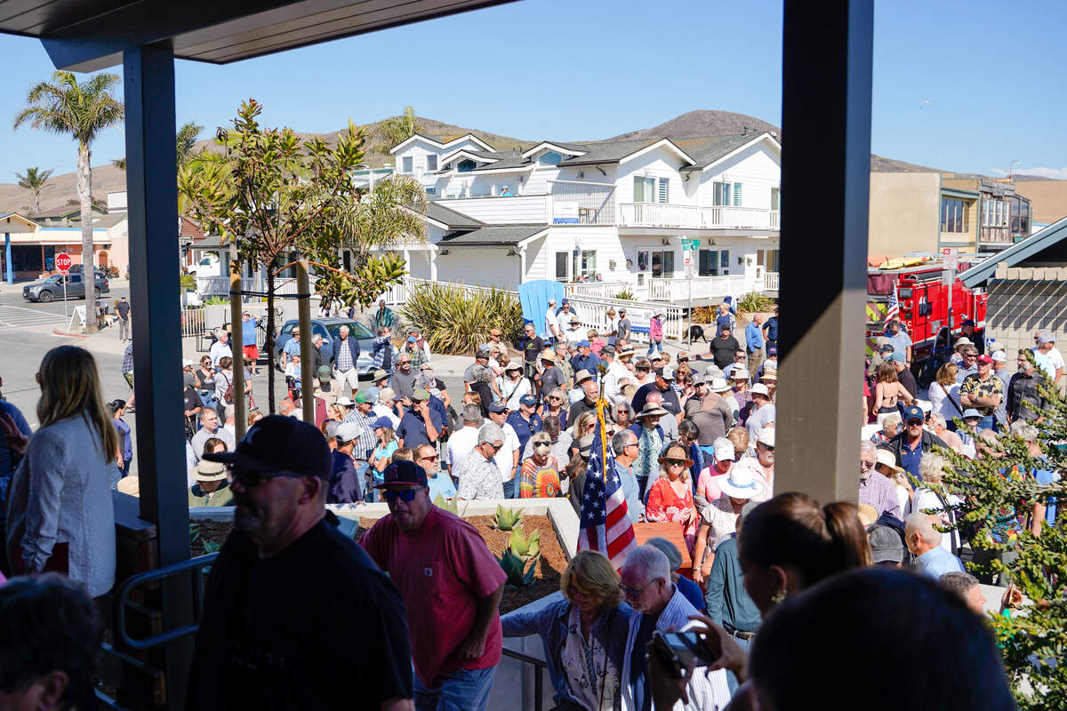 Community members step inside Cayucos Landing for the first time in several years at the building’s grand re-opening on Monday, Aug. 25, 2025. More than 200 people turned out to see the new Cayucos Landing, which underwent an $11 million rehabilitation project between 2022 and 2025.