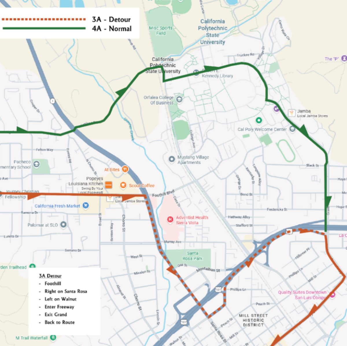 SLO Transit bus route will take an alternate route during Cal Poly graduation.