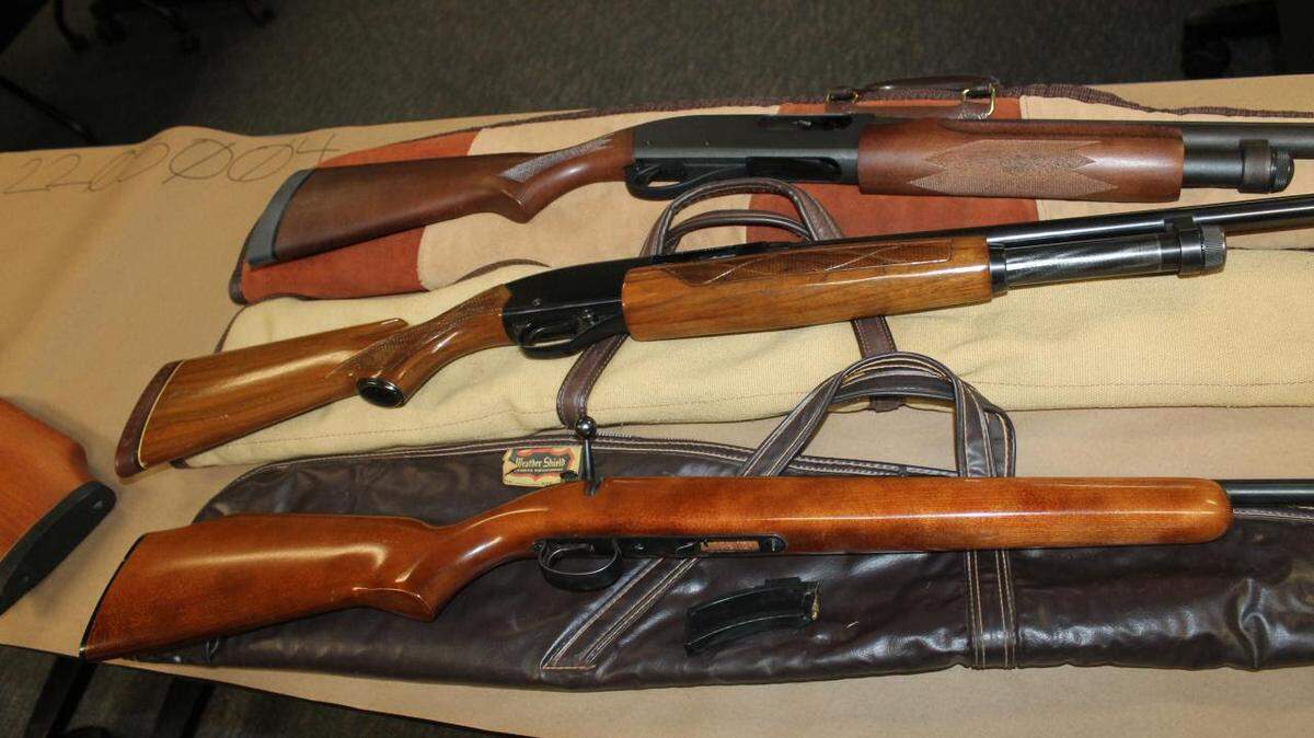 Two people were arrested off Prado Road in San Luis Obispo for alleged possession of rifles, ammunition and narcotics.