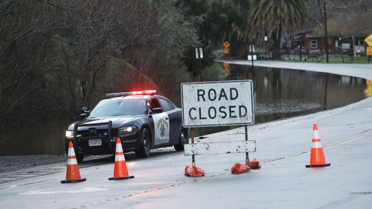 Avila Beach Drive is closed due to flood on Tuesday, Jan. 10, 2023.