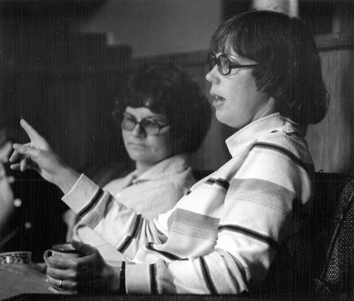 Nancy Culver, left, and Jane Swanson are pictured in 1980, when Mothers for Peace was battling the Diablo Canyon nuclear plant.