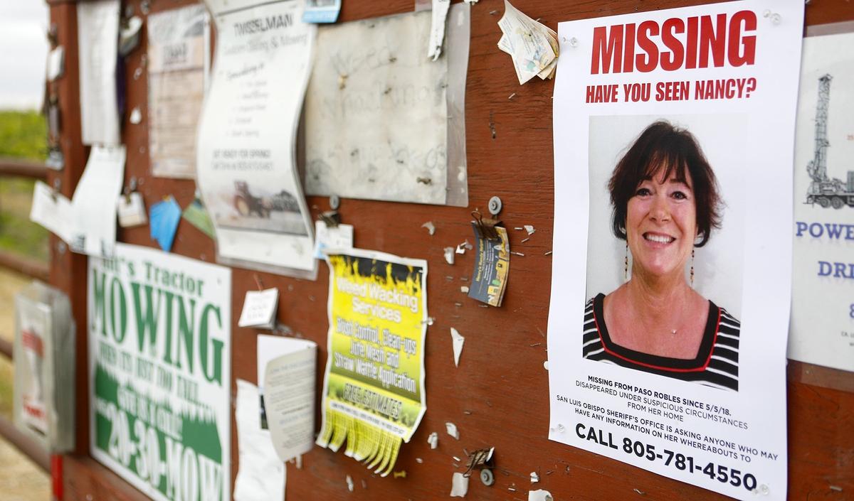 Nancy Woodrum was reported missing on Saturday, May 5, 2018, from her home in the 5800 block of El Pharo Drive in Paso Robles. This poster was on a community bulletin board near Jardine Road east of Paso Robles. The Sheriff’s Office announced Wednesday, Dec. 19, 2018, that her remains had been found and a suspect arrested on suspicion of murder.