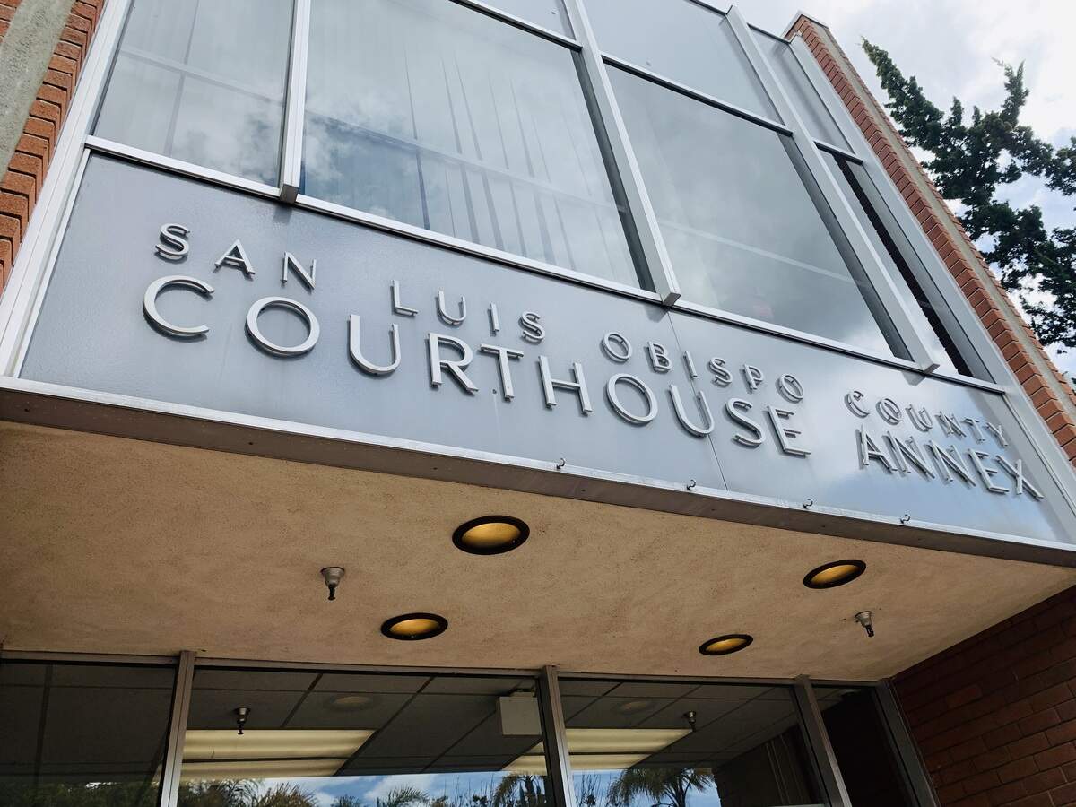 The San Luis Obispo Superior Courthouse entrance on Palm Street.
