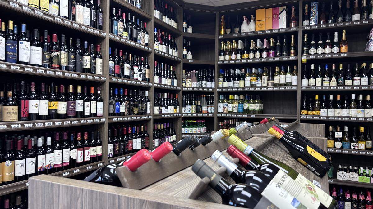 Local wines, imported wines and chilled wines in a fridge at Morro Liquor in Atascadero, seen here on March 18, 2026.