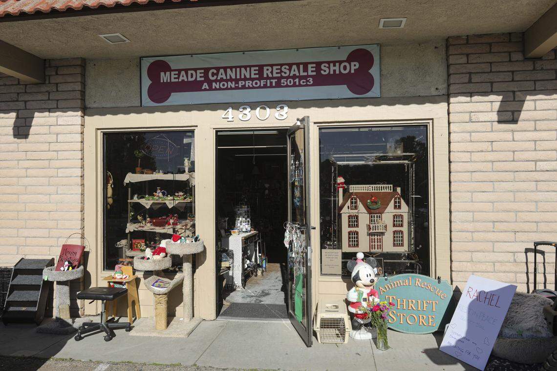 Rachel Somars was the volunteer store manager of the Meade Canine Rescue Resale Shop, seen here on Dec. 2, 2025. Somars previously founded the Cause 4 Paws store in Atascadero to help fund animal health projects. She was hit by a car and killed while walking to the store.