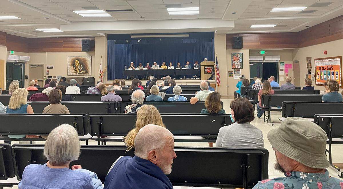 The nine candidates vying for one of the four seats open on Atascadero Unified School District’s board of trustees answered questions during a forum held at San Benito Elementary School on Oct. 19, 2022.