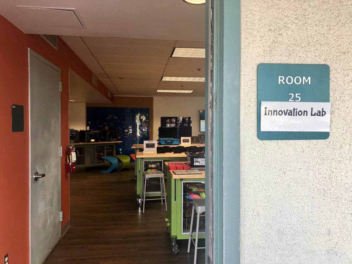 A look into the Innovation Lab at Hawthorne Elementary School on Tuesday, Aug. 18. The innovation lab will sit empty as students start the school year on Aug. 24 will fully distanced learning, instead, they will have project boxes sent home with activities inside.